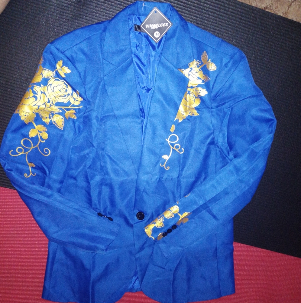 Fashion Paisley Floral Gold Blazer